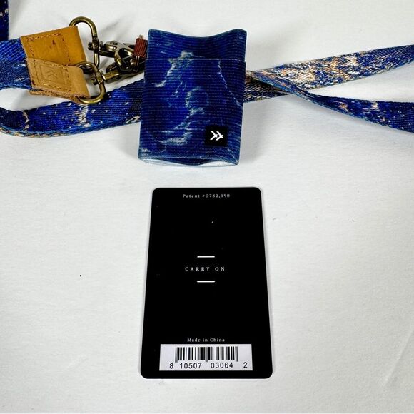 Thread NWT Wallet Watercolor Blue Tan Pattern Lanyards with Card Holder - Picture 4 of 5